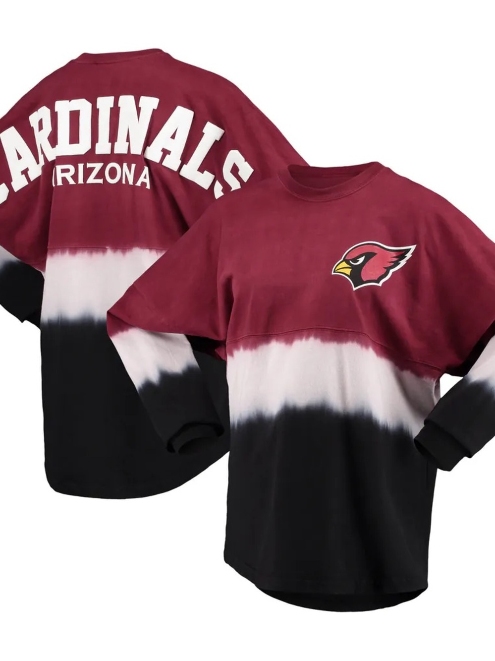 Women's Fanatics Oversized Arizona Cardinals Ombre Long Sleeve T-Shirt